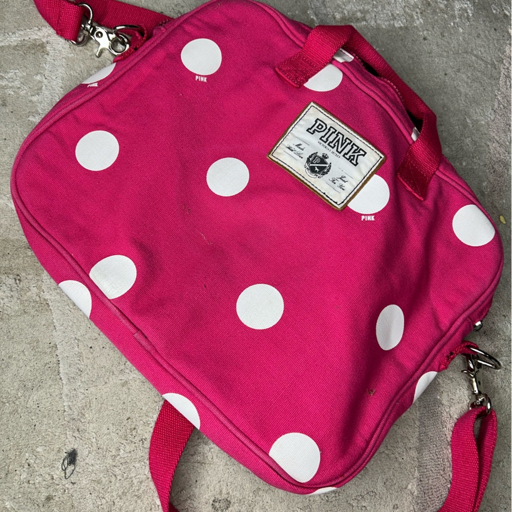 PINK Victoria's Secret Pink and White Polka Dot Backpack